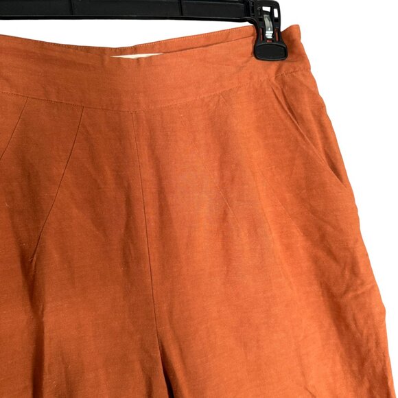 Eve Gravel Orange Straight Leg Crop Pants Viscose Linen Minimalist Slow Fashion - Picture 3 of 7